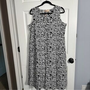 NEW La Cera graphic b/w midi dress, size L, cotton, loose fit, casual, quality